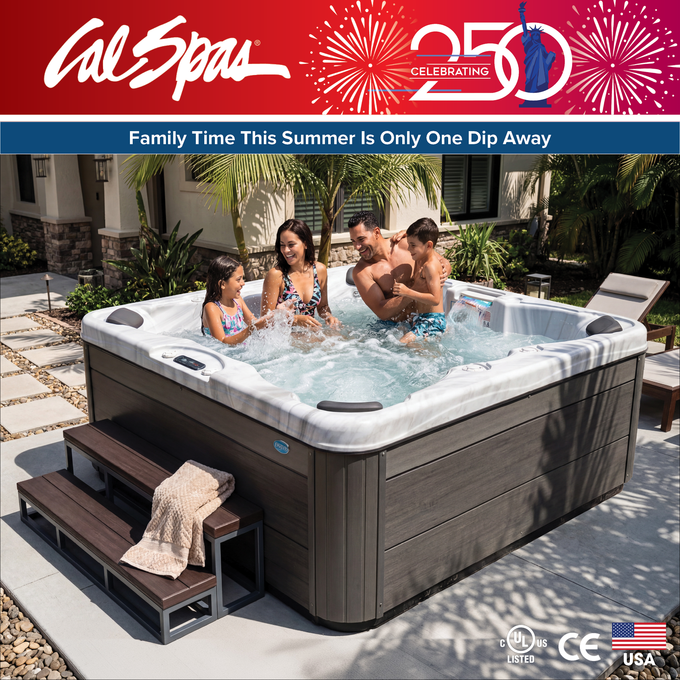 Calspas hot tub being used in a family setting - Spokane Valley